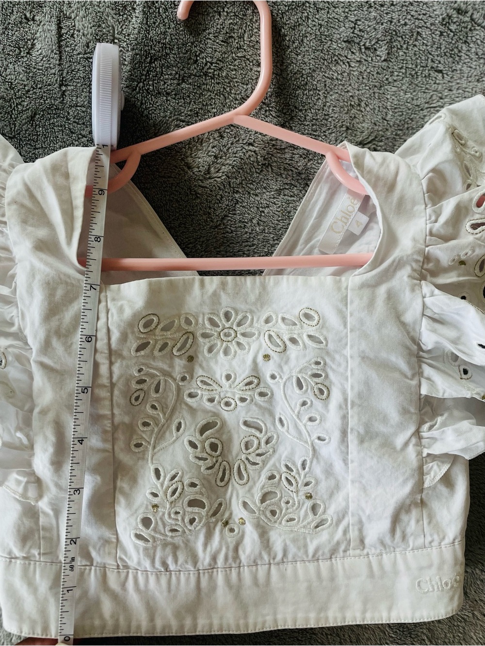 Chloe White Eyelet Ruffle Tank Top - Picture 4 of 9